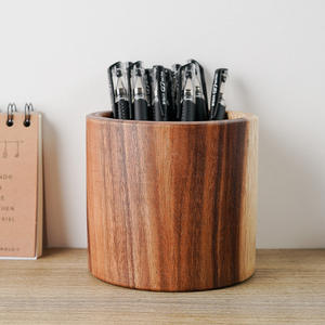 برميل خشبي مستدير من خشب السنط الصديقاني الصديقاني أنيق ومنظم للكتابة - Product Image 2