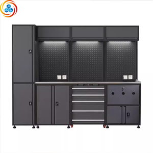 Steel Assembled <b>Tool</b> <b>Boxes</b> Storage Cabinets Key <b>Lock</b> 2 Doors Floor Mount Workshop Garage Large Combination Cabinet - Product Image 1