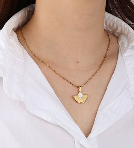 Collana coreana in acciaio inossidabile con ciondolo alla moda 14K in oro massiccio <span class=keywords><strong>eleganti</strong></span> <span class=keywords><strong>collane</strong></span> per donne e ragazze - Product Image 2