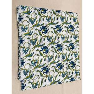 Cubrecama Decorativo de Algodón Kantha con Estampado Artístico y Construcción Ligera, Adecuado para Juegos de Colchas - Product Image 4