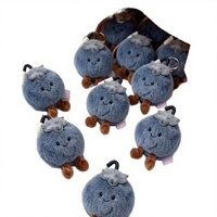 Porte-clés en peluche mignon et adorable en forme de myrtille, mini pendentif, jouet portable en forme de dessin animé 3D, gravure imprimée pour sac