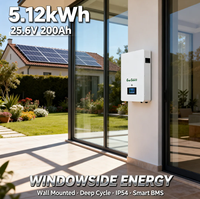 Baterai LiFePO4 24V 5kWh 25.6V 200Ah untuk Sistem Energi Surya yang Dipasang di Dinding