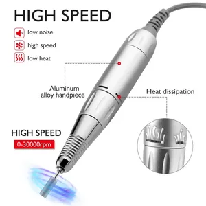 Lima eléctrica profesional de 3 pines para uñas con mango, funciones de limado, pulido y desbaste. - Product Image 1