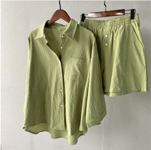 Elegante Completo da Donna in Cotone e <span class=keywords><strong>Lino</strong></span> <span class=keywords><strong>con</strong></span> Pantaloncini a Vita Alta, <span class=keywords><strong>Outfit</strong></span> Retrò Taglie Forti per il Commercio Estero 2026 - Product Image 5