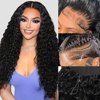 Perruque Lace Front HD 13x6 Cheveux Humains Ondulés Effet Mouillé Sans Colle Prête à Porter Densité 200% Pré-Pluckée avec Cordon de Serrage pour Femmes Noires