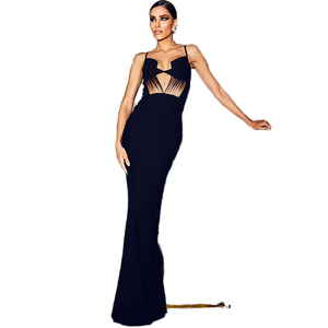 Noir Empire dos nu col en v Midi sans manches impression numérique pour Sexy luxe élégant soirée moulante robes femmes - Product Image 4