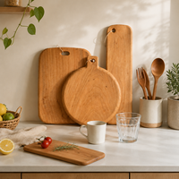 Natürliches Kirschholz Servierplatten-Set Mehrfach Geformte Runde und Rechteckige Holzplatten für Sushi Dessert Café Tischgeschirr