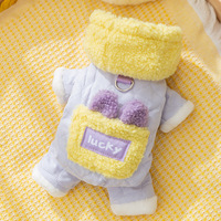 Automne hiver épaissi chaud matelassé poche laisse coton manteau pour chiens et chats (Teddy Bichon)