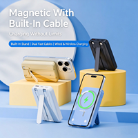Power Bank Magnetik Nirkabel 10000mAh 22.5W Pengisian Cepat Kabel Ganda Terintegrasi Dudukan Lipat Pengisi Daya Portabel