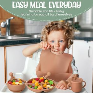 Personaliza el Set de Alimentación de Silicona para Bebés Más Vendido en 2026, Set de Regalo para Recién Nacidos, Set de Platos para Bebés - Product Image 2