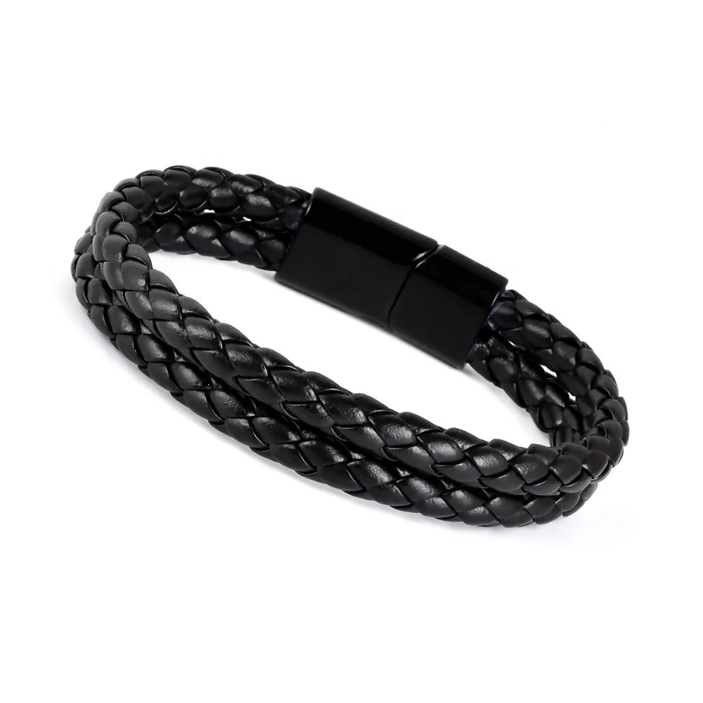 F277 Mens Bracelets Charm Wristband Custom Wholesale Engravable Stainless Steel Genuine Cuff Leather Bracelet Men