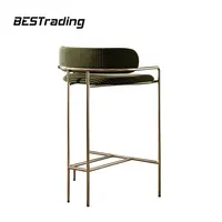 Барная мебель для столовой, коммерческая мебель, металлические барные бархатные стулья, высокие стулья, современные барные стулья для завтрака