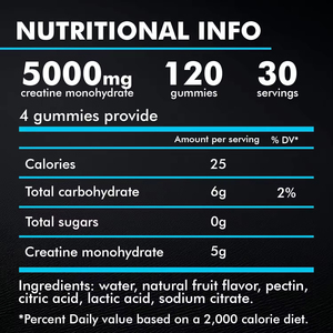 Gommes à la créatine monohydrate sans sucre, à la myrtille, pour adultes, suppléments nutritionnels sportifs, renforcement de la force, croissance musculaire, énergie - Product Image 2