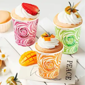 Custom Cake Kraft Ijs Sundae Cups Yoghurt Container Wegwerp Traktatie Papier Dessert Beker Voor Koffie Thee En Water