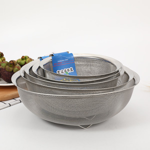 Stainless Steel Wide Rim <b>Mesh</b> Basket 2 Sizes Kitchen Fruit Vegetable Drain <b>Strainer</b> Colander - Product Image 2