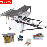 Scie à table coulissante industrielle professionnelle à bras oscillant pour la découpe sur mesure de meubles en bois massif avec fonction de rainurage