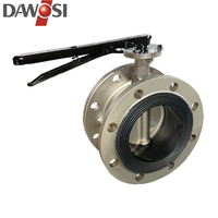 Katup Kupu-Kupu Manual dengan Flensa Pegangan Air, Struktur Centerline Seal Lunak, Baja Tahan Karat 304 DN50-DN150