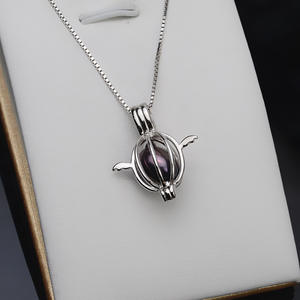 Componentes de Joyería: Colgante Vacío de Plata S925 con Perla y Jade, Cadena para Clavícula de 8-9 mm, Adorno Colgante sin Perforación, Estilo Jaula de Pájaro - Product Image 3