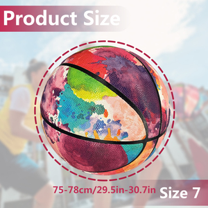 Ballon <span class=keywords><strong>de</strong></span> <span class=keywords><strong>basket</strong></span> en cuir PU à motif aquarelle coloré, design créatif pour le sport et la <span class=keywords><strong>collection</strong></span> - Product Image 4