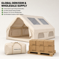 Tente de camping familiale gonflable 12 m² à une chambre pour 4-6 personnes, en tissu Oxford, installation rapide, type Ridge House, 4 saisons, pour l'extérieur