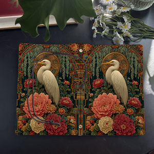 A6 Cuaderno Vintage Hecho a Mano 80 Hojas Reemplazables Regalo Ideal del Día del Profesor para Educadores con Garza Peonías Floral Patte - Product Image 4