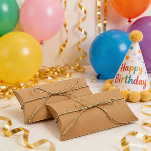 Boîtes en kraft personnalisables avec logo pour bonbons et cadeaux, avec corde, pour mariage, anniversaire, fournitures de fête, emballage de friandises, boîte cadeau pour retour de cadeaux - Product Image 4