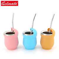Tasse à gourde Yerba Mate en acier inoxydable 304 à double paroi avec paille Bombilla 230ml