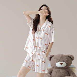 <span class=keywords><strong>Pigiama</strong></span> da donna in cotone satinato a maniche corte abito da <span class=keywords><strong>uomo</strong></span> abbigliamento Casual per la primavera e l'estate <span class=keywords><strong>taglie</strong></span> <span class=keywords><strong>forti</strong></span> morbido e Sexy - Product Image 4