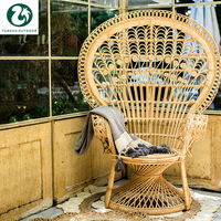 Fauteuil suspendu œuf en rotin pour jardin et terrasse, avec support, modèle Paon