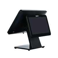 Sistema POS Todo en Uno con Pantalla Dual y Soporte, Caja Registradora Táctil para Cafeterías, Restaurantes y Hostelería