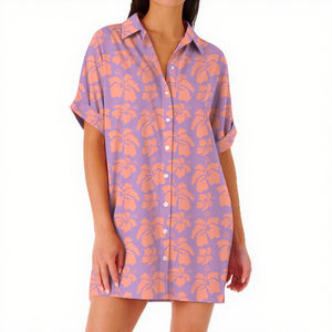 Abito Camicia <span class=keywords><strong>da</strong></span> Donna Casual Hawaiano con Stampa Floreale, Maniche Corte e Bottoni - Product Image 5