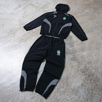 Ensemble de survêtement léger en nylon deux pièces avec logo brodé personnalisé, veste et pantalon de jogging coupe-vent