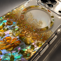 Coque de téléphone portable en TPU avec logo personnalisé, motif coquillage naturel, impression époxy et paillettes, pour iPhone 18 Pro Max, disponible en ODM, vente en gros