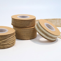 Usine Linge Vente Bien Tissé Bord Jute Tissu Imprimé Ruban Rouleau Toile De Jute Jute Rubans pour Fleur Panier Décoration