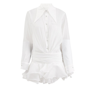 Nuevo Vestido Elegante de Marca Vietnamita con Falda Corta y Blusa de Gasa de Color Liso, Antiestático, Estilo Sexy Spice Girl con Volantes, Ideal para el Día a Día - Product Image 5