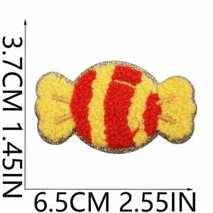 Patch thermocollant brodé avec motifs bonbons, sucettes, carottes et gommes, bordure à paillettes dorées, pour vêtements et décoration d'emballages - Product Image 6