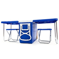 Glacière rigide PP 28L pour extérieur avec table, chaises et roues pour le camping et la conservation des aliments