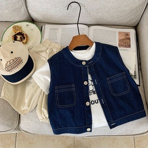 2025 primavera y verano chaleco para bebés Chaleco de carga informal suelto estilo japonés único patrón sólido chaqueta Tops - Product Image 1