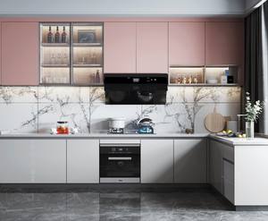 Set <span class=keywords><strong>Cucina</strong></span> di Alta Gamma Personalizzato Rosa e Grigio <span class=keywords><strong>con</strong></span> <span class=keywords><strong>Elettrodomestici</strong></span> Integrati e Funzioni di Stoccaggio Intelligenti - Product Image 1
