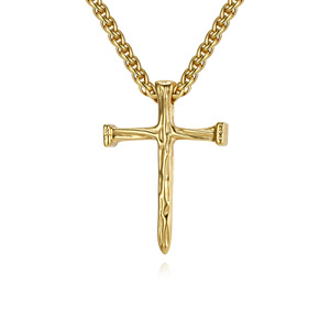 Retro yunnique style wood grain cross necklace for men, niche design, <b>titanium</b> steel pendant, colorfast jewelry, Do - Product Image 5
