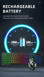 Vente flash - Clavier et souris sans fil rechargeables VONN TF380 pour jeux - Clavier rétroéclairé 6D - Souris - Ensemble 2 en 1 pour les joueurs - Product Image 6