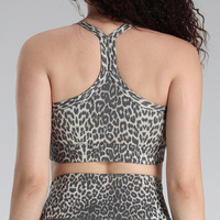 Soutien-gorge de sport OEM/ODM pour femme, bretelles en Y, imprimé léopard, maintien moyen, séchage rapide, sensation seconde peau, respirant, pour la gym, l'entraînement et le yoga