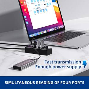 Hub <span class=keywords><strong>portable</strong></span> ultra-fin en alliage d'aluminium 4 ports USB 3.0 PD100W/ 2.1/LAN/USB pour ordinateur <span class=keywords><strong>portable</strong></span>/<span class=keywords><strong>PC</strong></span>/souris/clavier - Stock WFWYEAR - Product Image 4