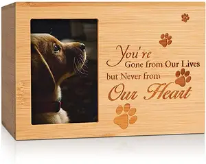 Kül Urn köpekler için fotoğraf çerçevesi cenaze kremasyon çömleği Burly ahşap Keepsake anıt küçük hayvan Urn