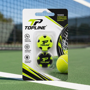 Amortisseur de vibrations de tennis Topline en silicone, pack de 2, emballage blister confortable, amortisseurs de raquettes de tennis personnalisés - Product Image 1