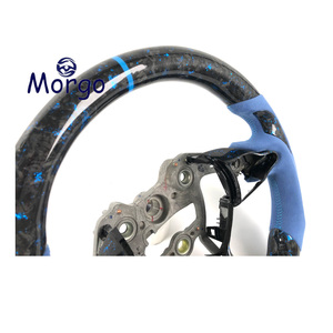 Volante Deportivo Personalizado en Fibra de Carbono Forjada Azul y Gamuza Azul para Hyundai Elantra N, I30N, I20N, Veloster N, M/T CN7 - Product Image 4