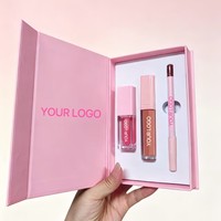 Kit de Maquillage Lèvres 3-en-1 Vegan et Sans Cruauté Animale : Gloss Liquide Scintillant Haute Pigmentation, Huile à Lèvres, Rouge à Lèvres et Crayon à Lèvres – Emballage Boîte Personnalisable