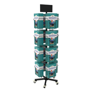 Exhibidor de Libros Metálico Giratorio con Ruedas, 4 Lados, 16 Bolsillos, para Revistas y Folletos, con Letrero <span class=keywords><strong>en</strong></span> <span class=keywords><strong>Blanco</strong></span> para Librería - Product Image 2