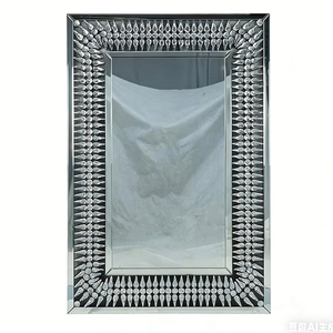 Espejo <span class=keywords><strong>de</strong></span> pared <span class=keywords><strong>de</strong></span> cristal rectangular, cristal en forma <span class=keywords><strong>de</strong></span> lágrima, Diamante plateado, decorativo, gran oferta - Product Image 1