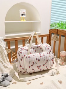 Organizador de Pañales de Tela de Algodón Acolchado con Bonito Estampado de Oso de Dibujos Animados, Bolsa de Pañales para Bebé y Mamá - Product Image 2